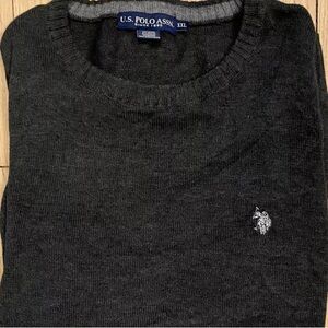 U.S. Polo Assn Men's 2XL Crew Neck Solid Cotton Blend Gray Sweater Soft Logo EUC